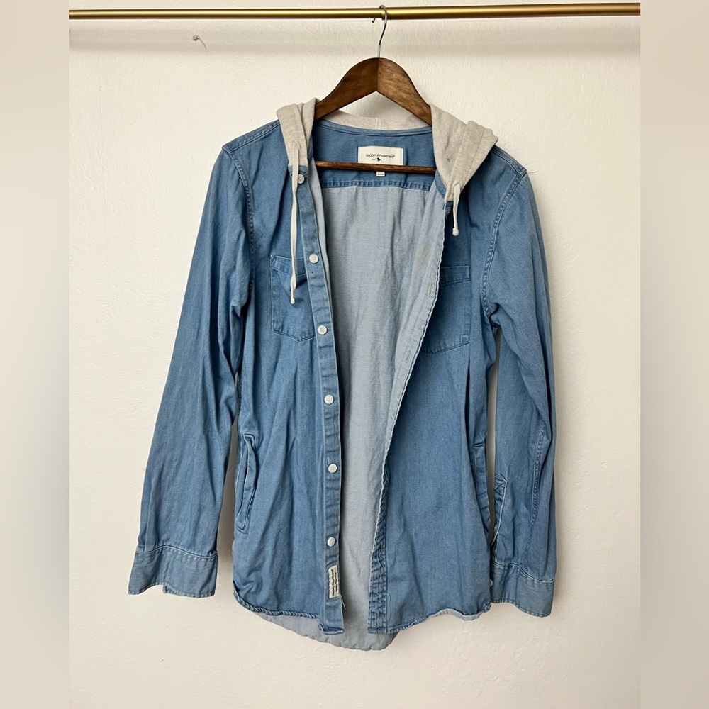 Denim button up hoodie